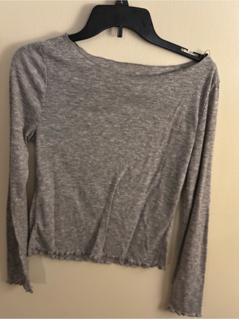 Mixed Heather Gray Sheer Lightweight Long-Sleeve Top